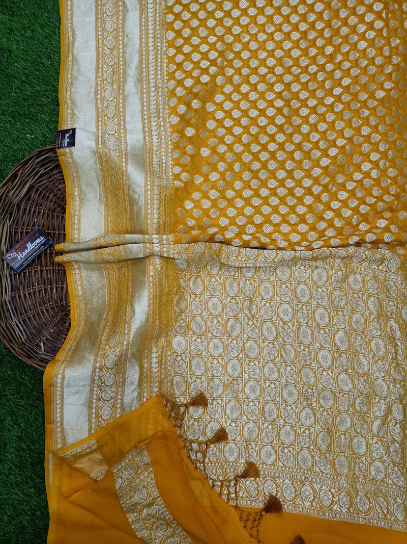 Khaddi Georgette Handloom Banarasi Saree - The Handlooms