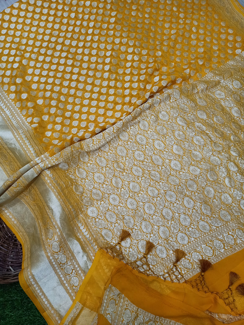 Khaddi Georgette Handloom Banarasi Saree - The Handlooms