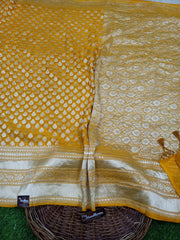 Khaddi Georgette Handloom Banarasi Saree - The Handlooms