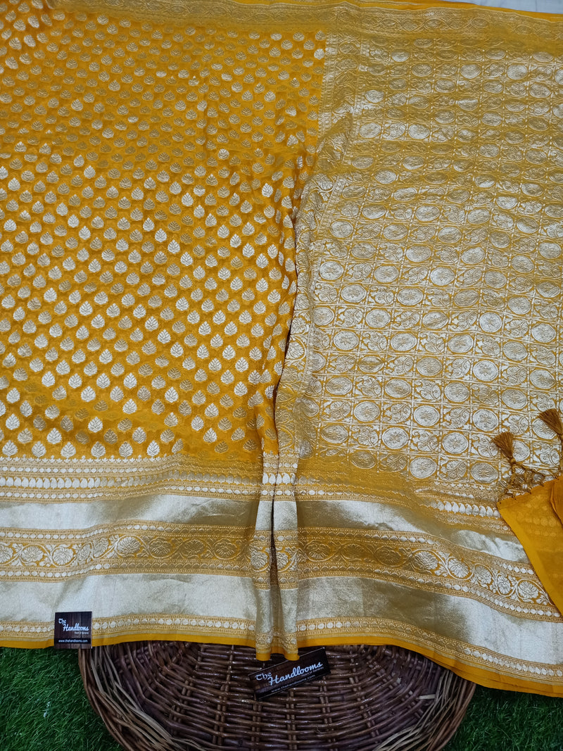 Khaddi Georgette Handloom Banarasi Saree - The Handlooms
