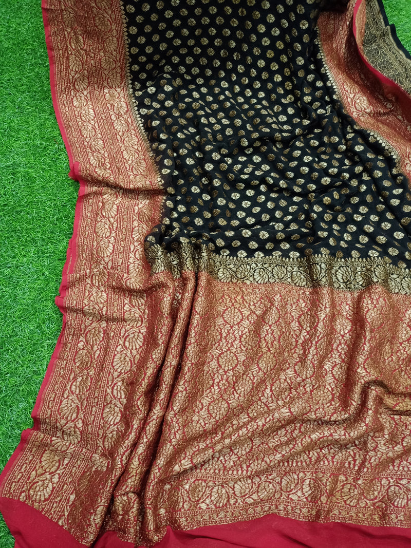 Khaddi Georgette Banarasi Saree -  Antique zari - The Handlooms
