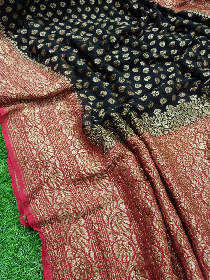 Khaddi Georgette Banarasi Saree -  Antique zari - The Handlooms