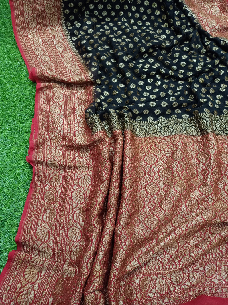 Khaddi Georgette Banarasi Saree -  Antique zari - The Handlooms
