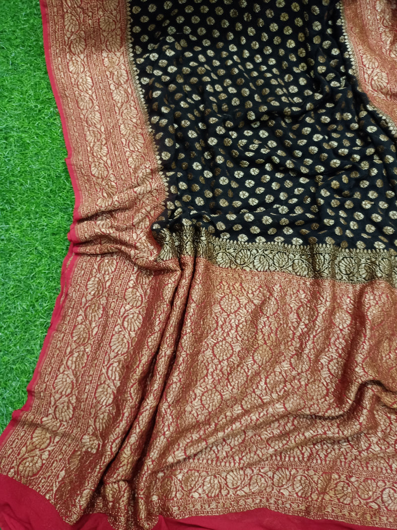 Khaddi Georgette Banarasi Saree -  Antique zari - The Handlooms