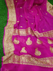 Pure Georgette Banarasi Saree - Gold zari - The Handlooms
