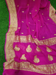 Pure Georgette Banarasi Saree - Gold zari - The Handlooms