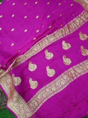 Pure Georgette Banarasi Saree - Gold zari - The Handlooms