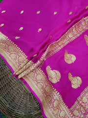 Pure Georgette Banarasi Saree - Gold zari - The Handlooms