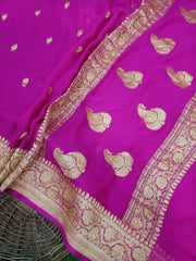 Pure Georgette Banarasi Saree - Gold zari - The Handlooms