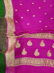 Pure Georgette Banarasi Saree - Gold zari - The Handlooms