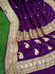 Pure Georgette Banarasi Saree - Gold zari - The Handlooms