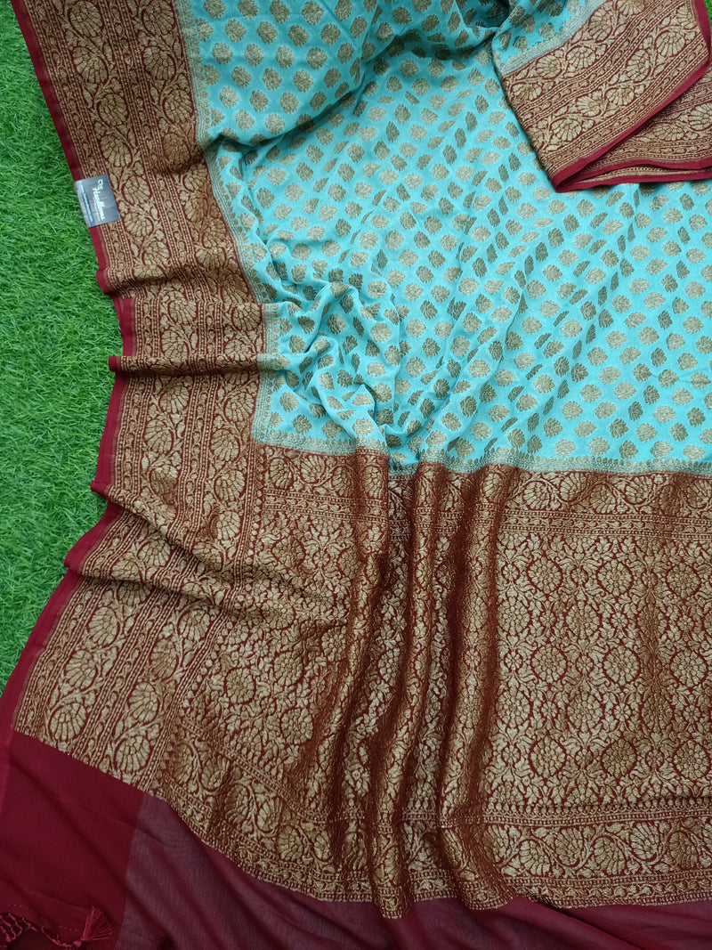 Khaddi Georgette Banarasi Saree -  Antique zari - The Handlooms