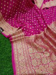 Khaddi Georgette Handloom Banarasi Saree - Gold Zari - The Handlooms