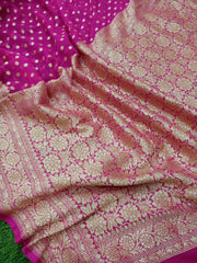 Khaddi Georgette Handloom Banarasi Saree - Gold Zari - The Handlooms