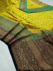 Khaddi Georgette Banarasi Saree -  Antique zari - The Handlooms