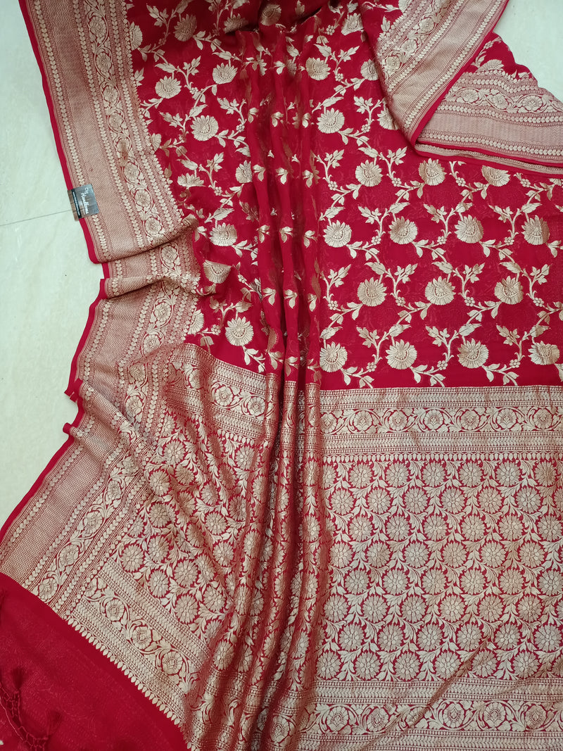 Khaddi Georgette Handloom Banarasi Saree - The Handlooms
