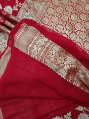 Khaddi Georgette Handloom Banarasi Saree - The Handlooms