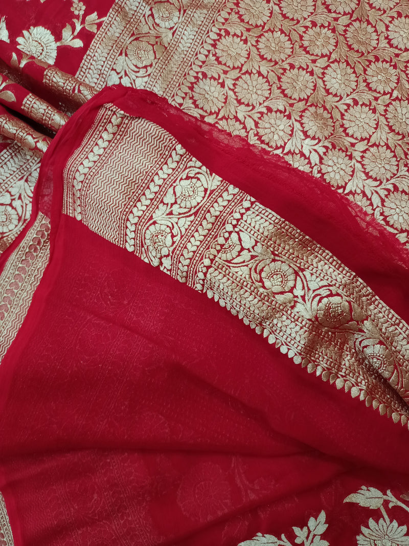 Khaddi Georgette Handloom Banarasi Saree - The Handlooms