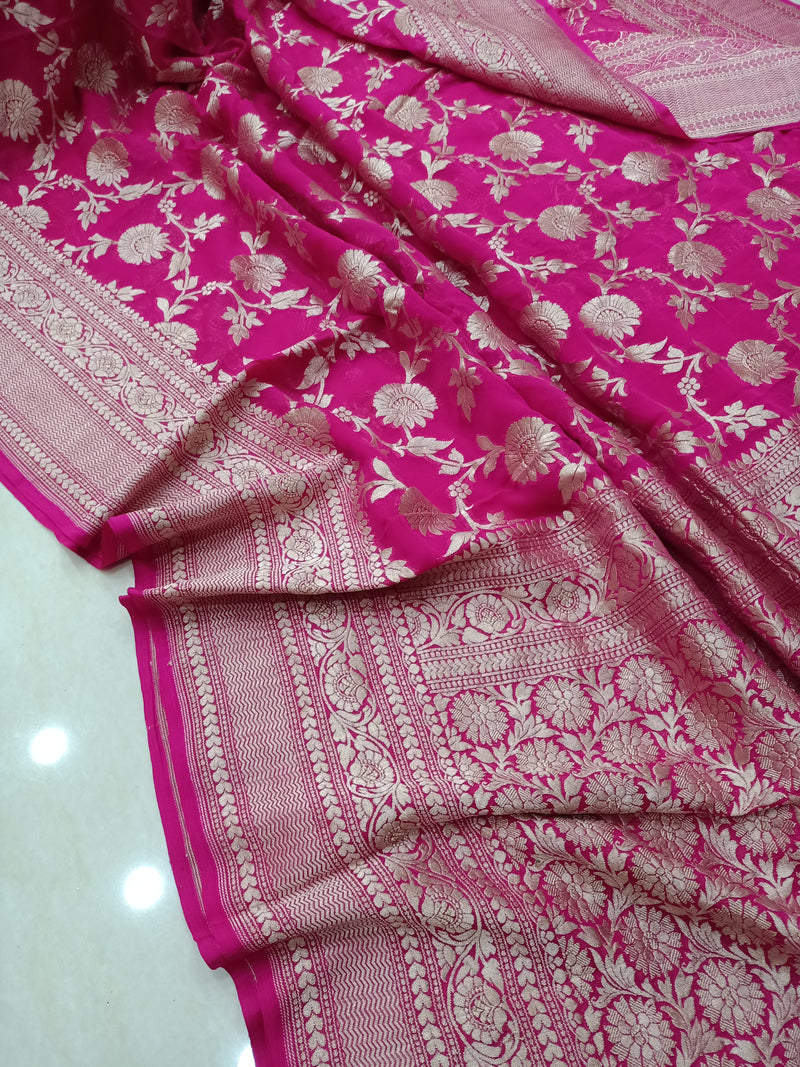 Khaddi Georgette Handloom Banarasi Saree - The Handlooms