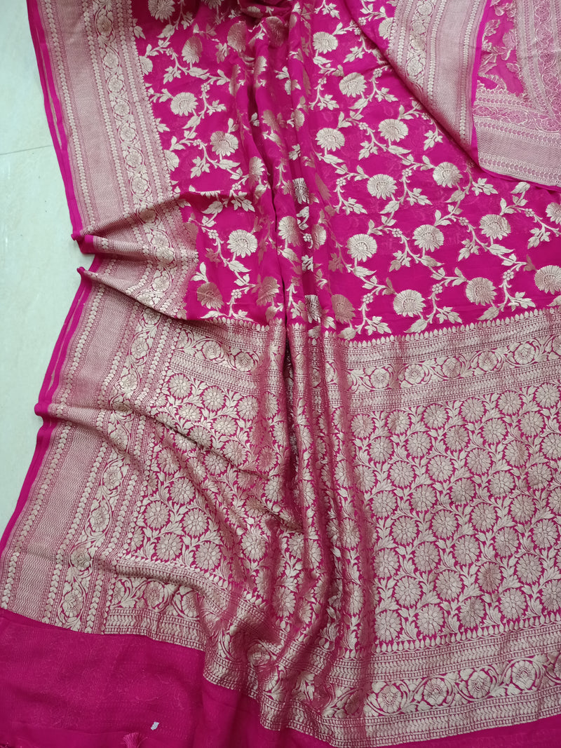 Khaddi Georgette Handloom Banarasi Saree - The Handlooms