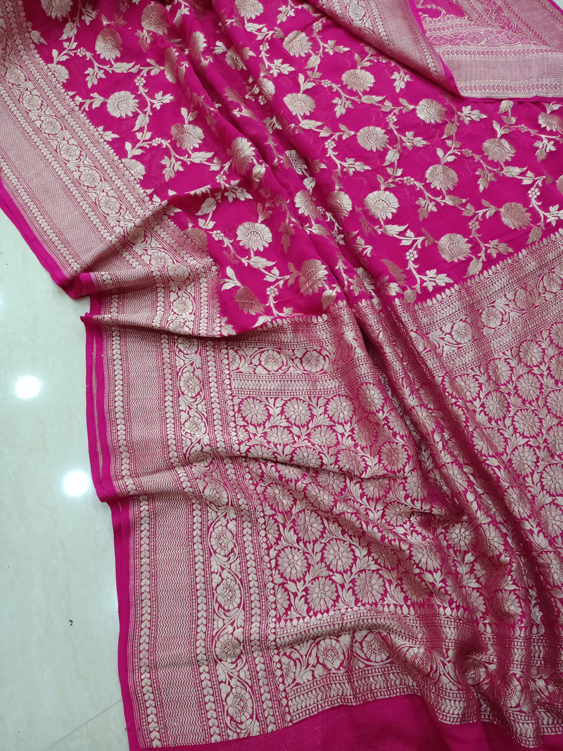 Khaddi Georgette Handloom Banarasi Saree - The Handlooms