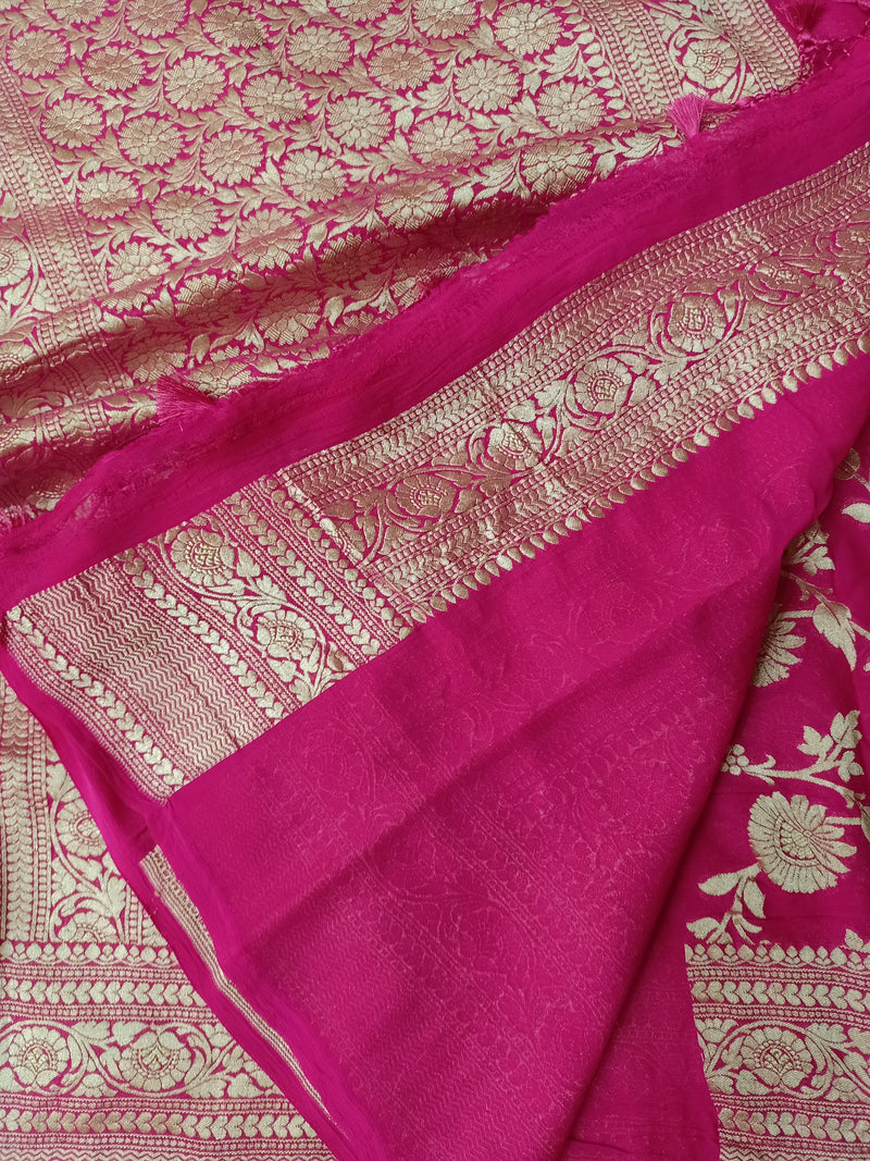Khaddi Georgette Handloom Banarasi Saree - The Handlooms