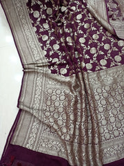 Khaddi Georgette Handloom Banarasi Saree - The Handlooms
