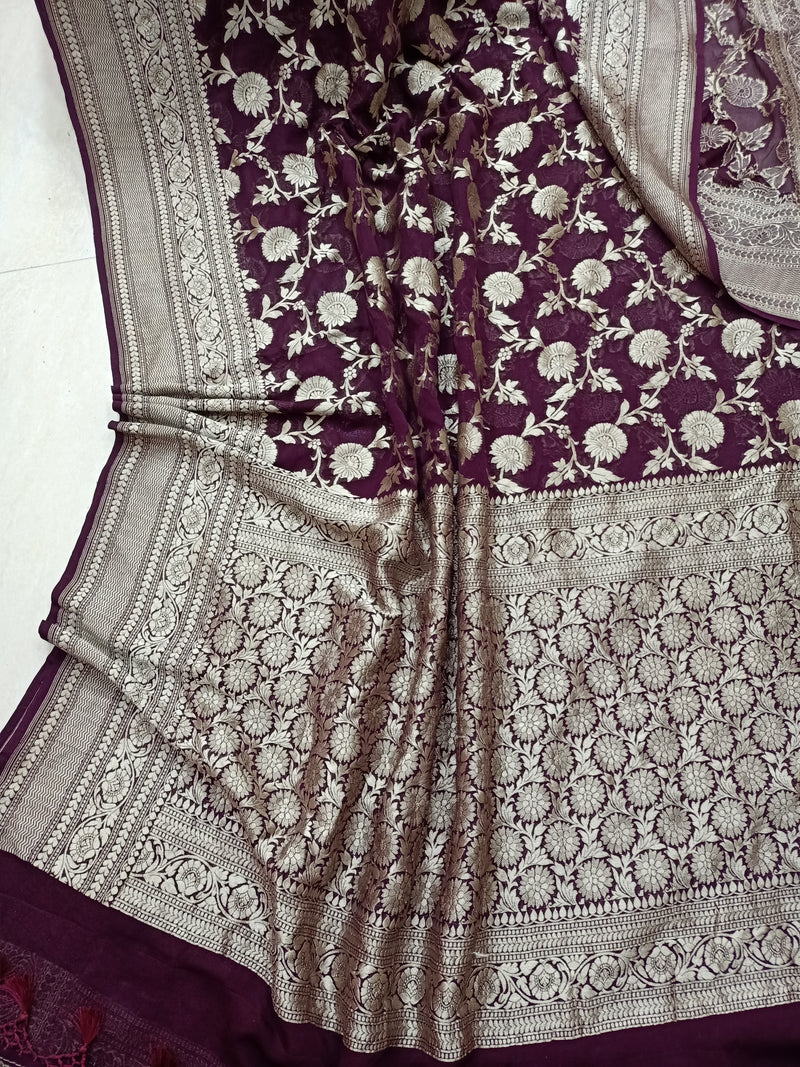 Khaddi Georgette Handloom Banarasi Saree - The Handlooms