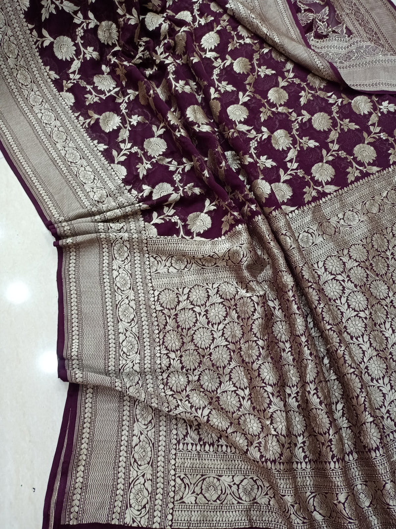 Khaddi Georgette Handloom Banarasi Saree - The Handlooms