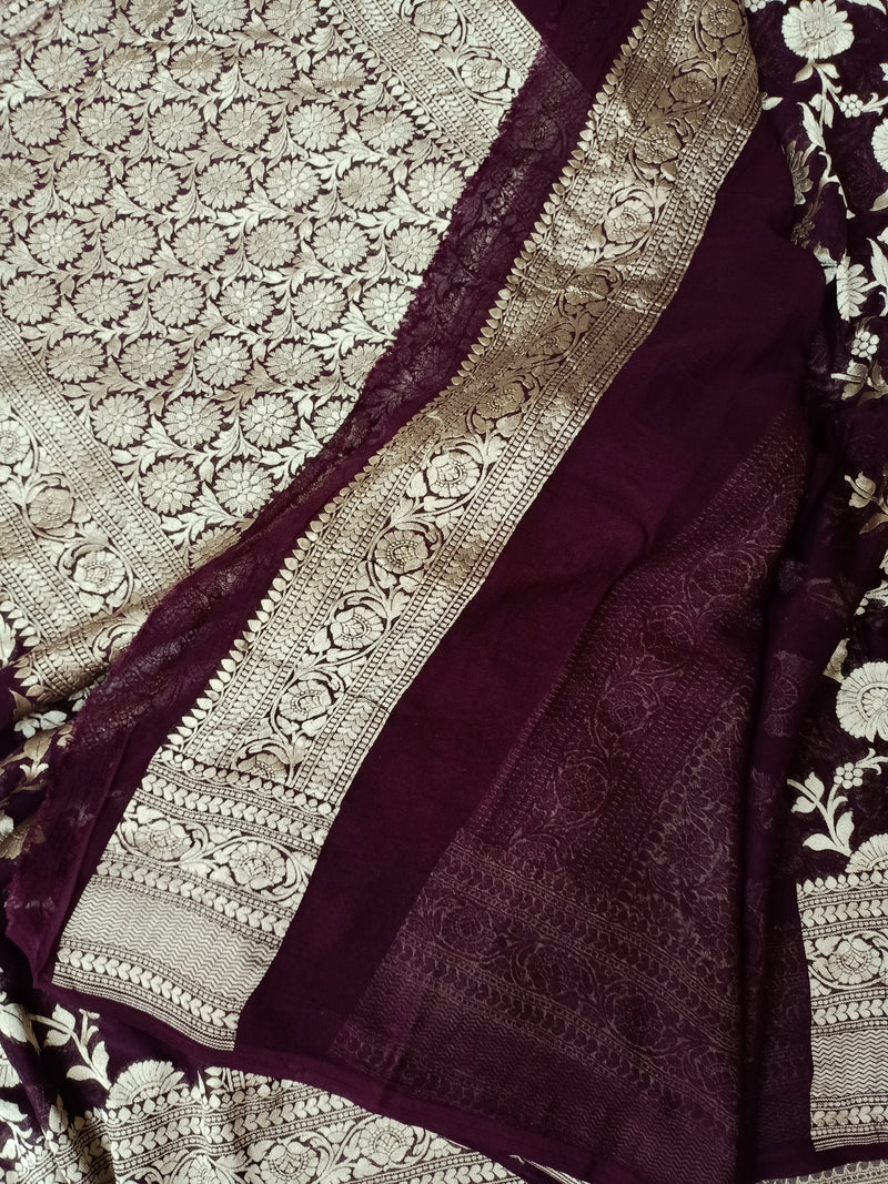 Khaddi Georgette Handloom Banarasi Saree - The Handlooms
