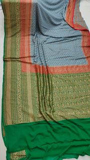 Khaddi Georgette Banarasi Saree -  Antique zari - The Handlooms