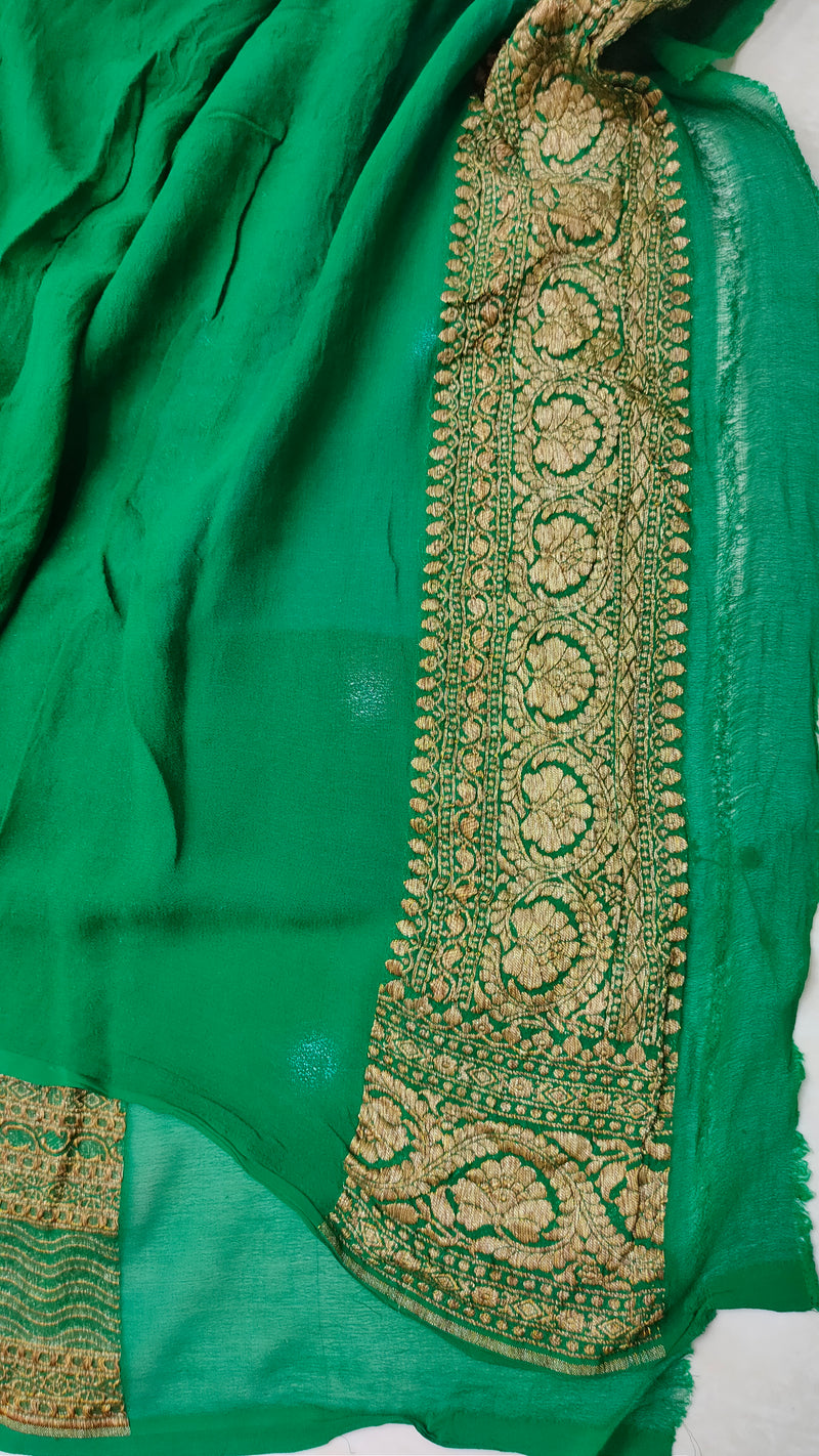 Khaddi Georgette Banarasi Saree -  Antique zari - The Handlooms