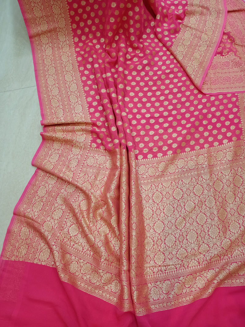 Khaddi Georgette Banarasi Saree - Gold zari - The Handlooms