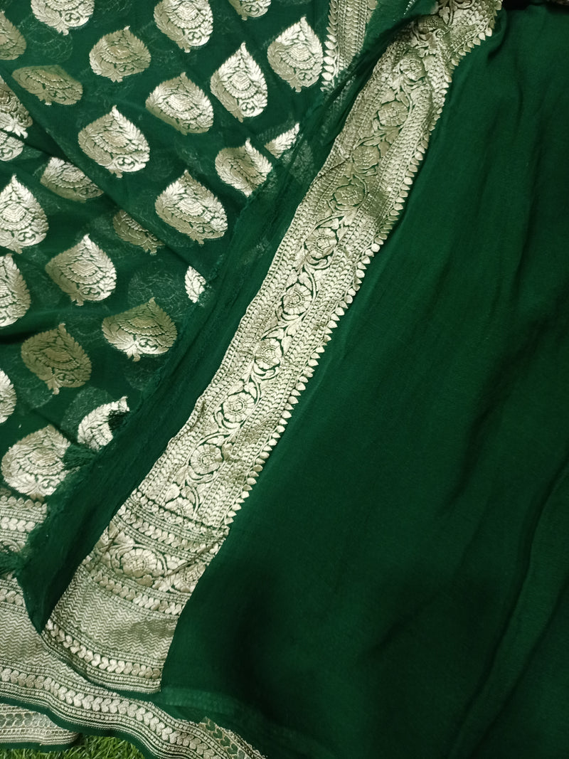 Khaddi Georgette Handloom Banarasi Saree - The Handlooms
