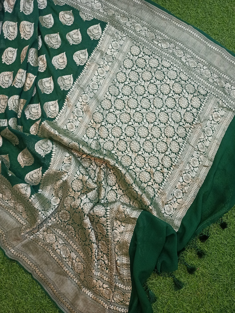 Khaddi Georgette Handloom Banarasi Saree - The Handlooms