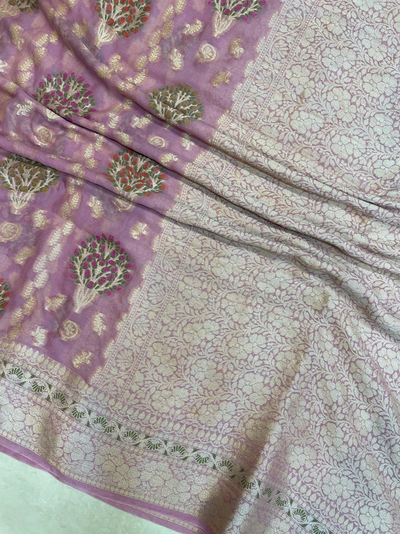 Pure Chiffon Khaddi Banarasi Saree - The Handlooms