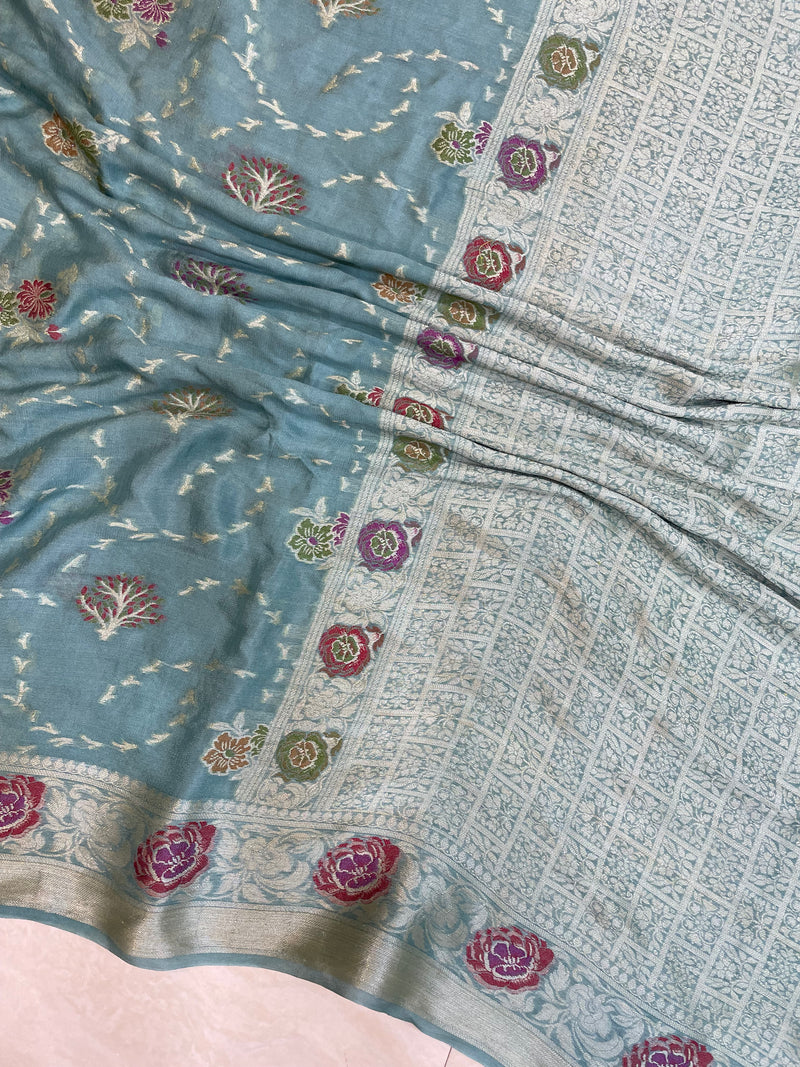 Pure Chiffon Khaddi Banarasi Saree - The Handlooms
