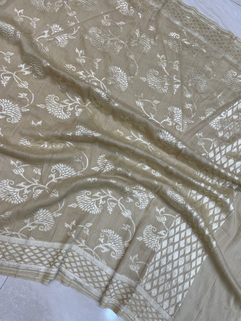 Pure Moonga  handloom Dupatta - water zari - The Handlooms