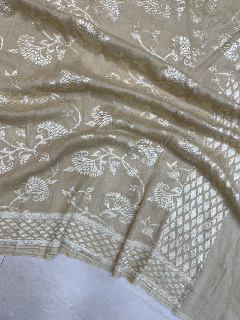 Pure Moonga  handloom Dupatta - water zari - The Handlooms