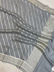 Pure Moonga  handloom Dupatta - water zari - The Handlooms