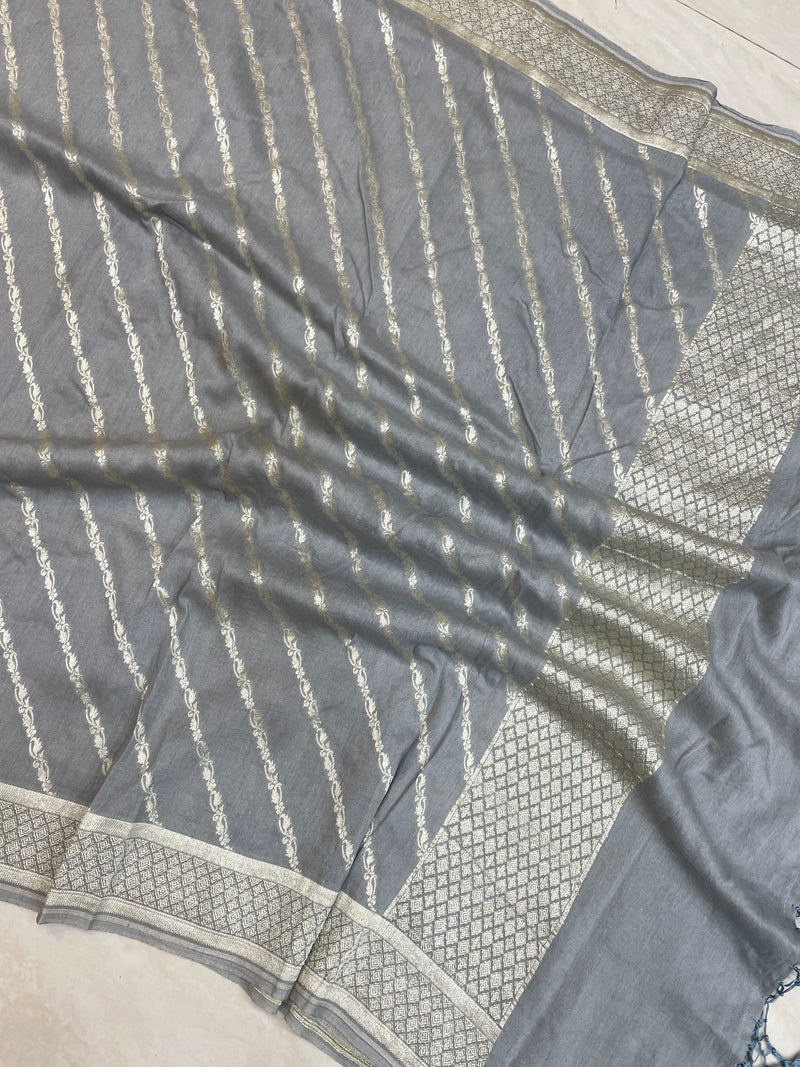 Pure Moonga  handloom Dupatta - water zari - The Handlooms