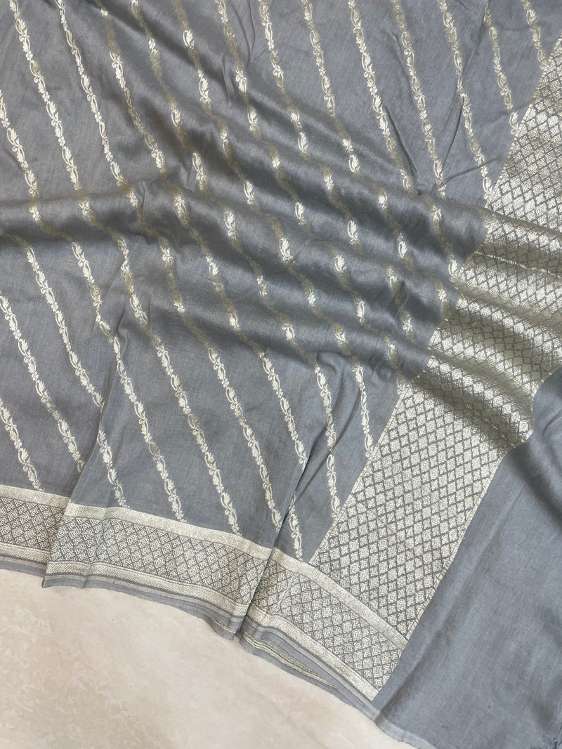 Pure Moonga  handloom Dupatta - water zari - The Handlooms