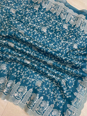 Pure Organza Chikankari Handloom Banarasi Saree - The Handlooms