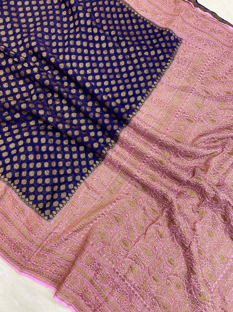 Khaddi Georgette Banarasi Saree -  Antique zari - The Handlooms