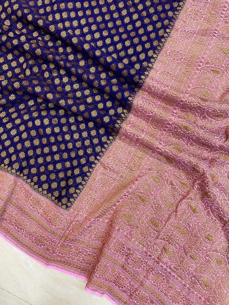 Khaddi Georgette Banarasi Saree -  Antique zari - The Handlooms