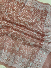 Pure Organza Chikankari Handloom Banarasi Saree - The Handlooms