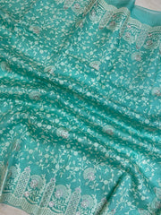 Pure Organza Chikankari Handloom Banarasi Saree - The Handlooms