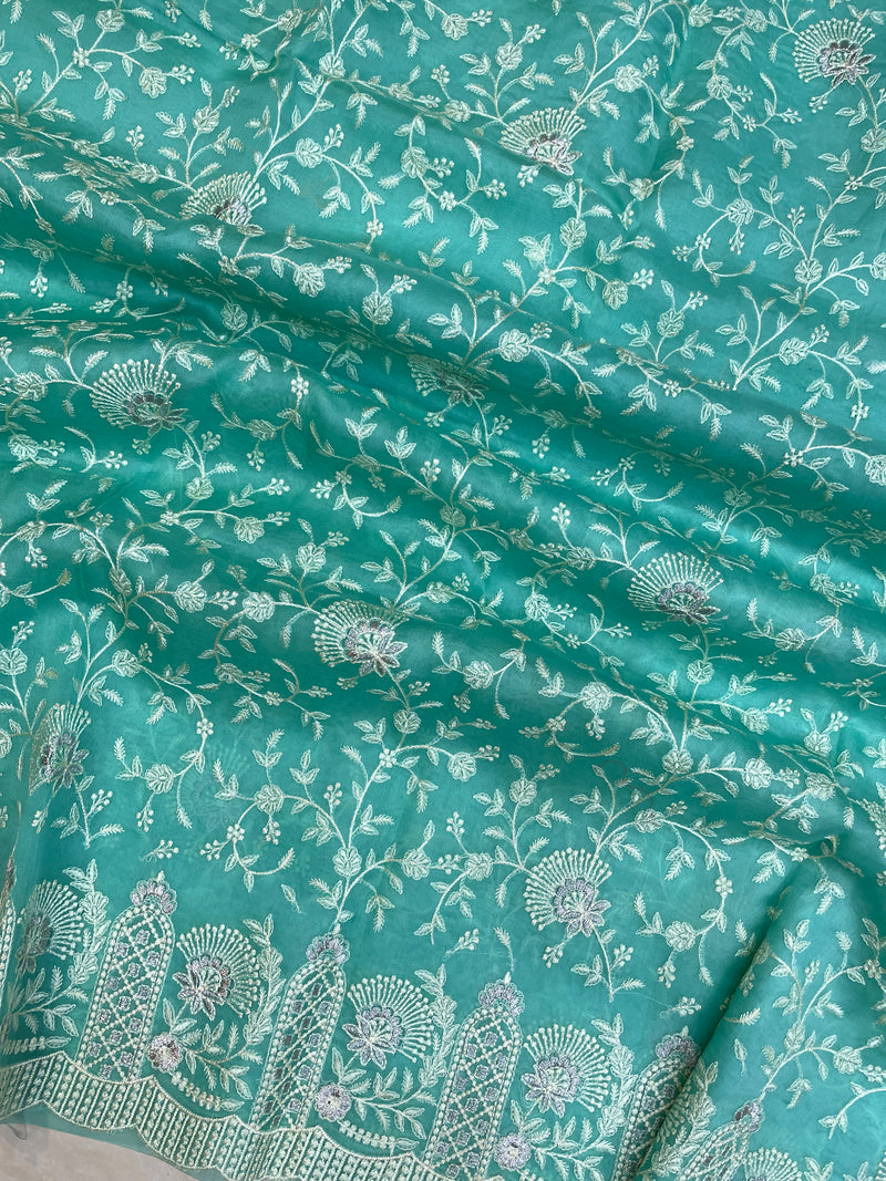 Pure Organza Chikankari Handloom Banarasi Saree - The Handlooms
