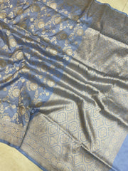 Pure Katan Silk Banarasi Handloom Saree - All over Sona Roopa Jaal work - The Handlooms
