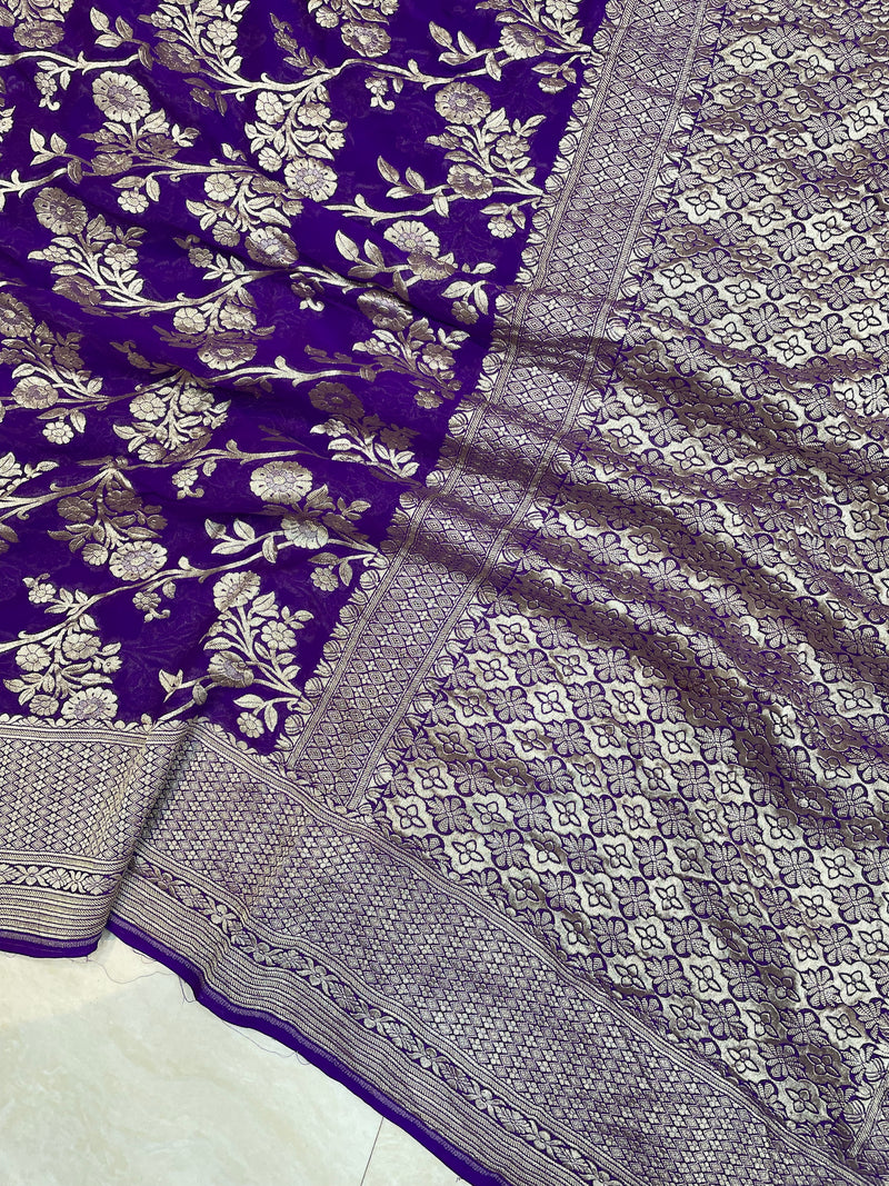 Khaddi Georgette Handloom Banarasi Saree - The Handlooms